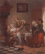 unknow artist An interior with figures drinking and eating fruit Sweden oil painting reproduction